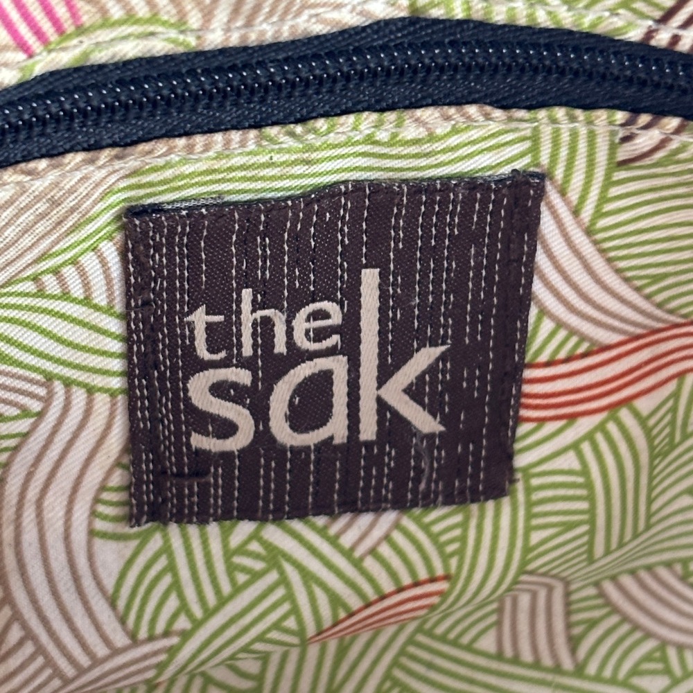 The Sak Shoulder Bag Womens Medium Black Leather Contrast Stitch Zip Top - Picture 4 of 8